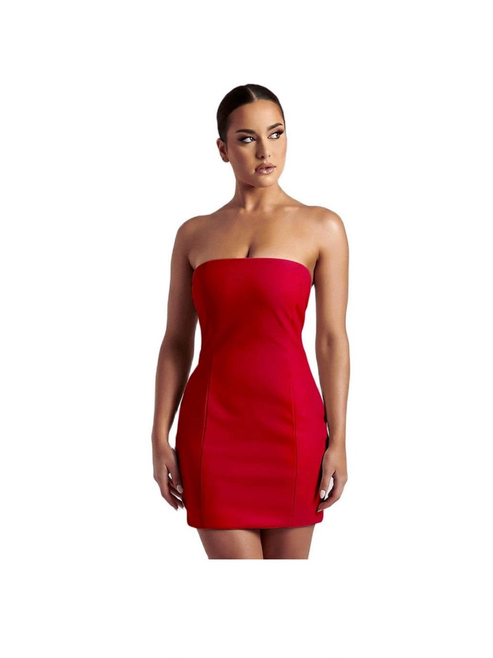 Strapless Red Bodycon Mini Dress